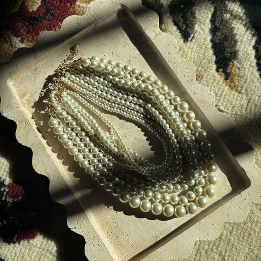 Vintage 8-Strand Faux Pearl Necklace