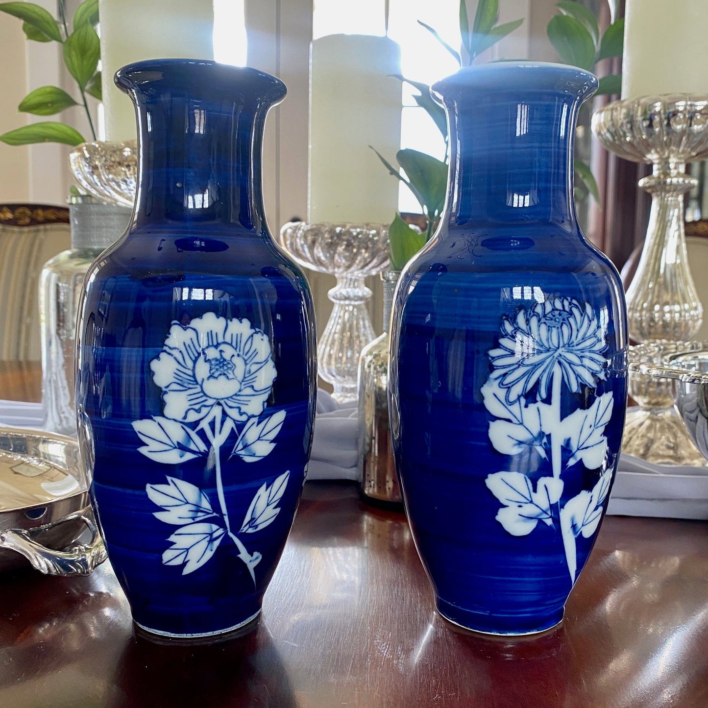 Pair of Hand Painted Takahashi Floral Vases
