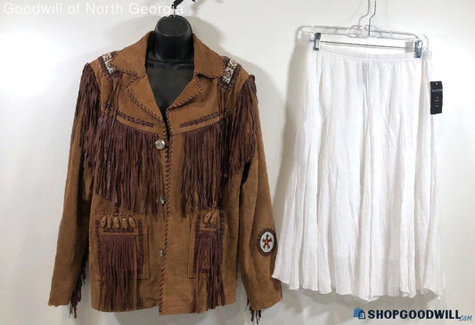 Vintage Deadstock Brown Suede Fringe & Beaded Jacket