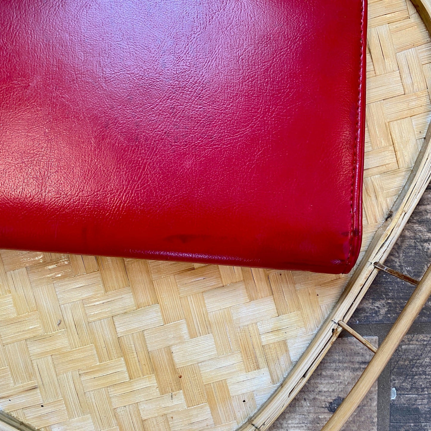Red Leather Fold Over Clutch