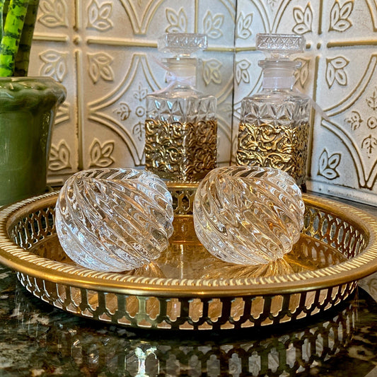 Pair of MCM Glass Tea Light Holders