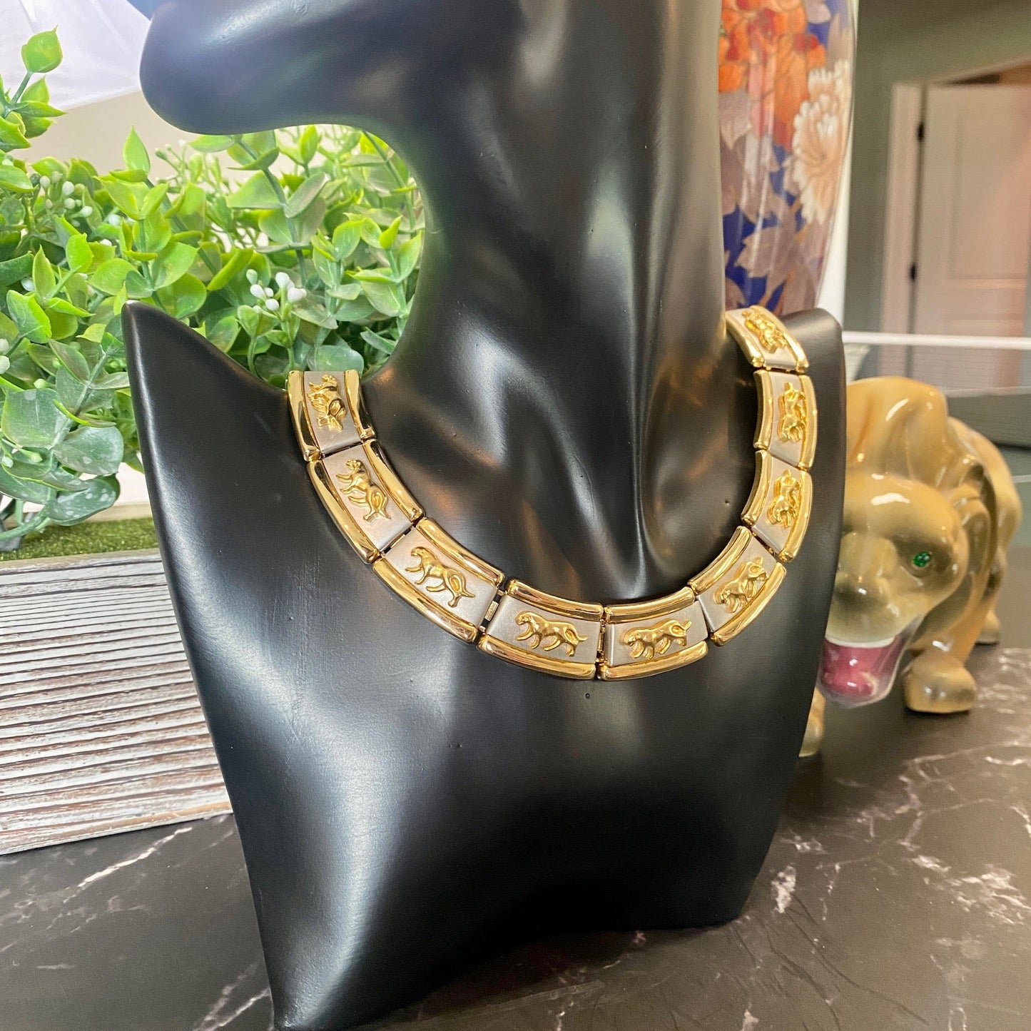Two-Tone Jaguar Collar Necklace