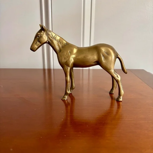 Vintage French Brass Horse Figurine - 6"
