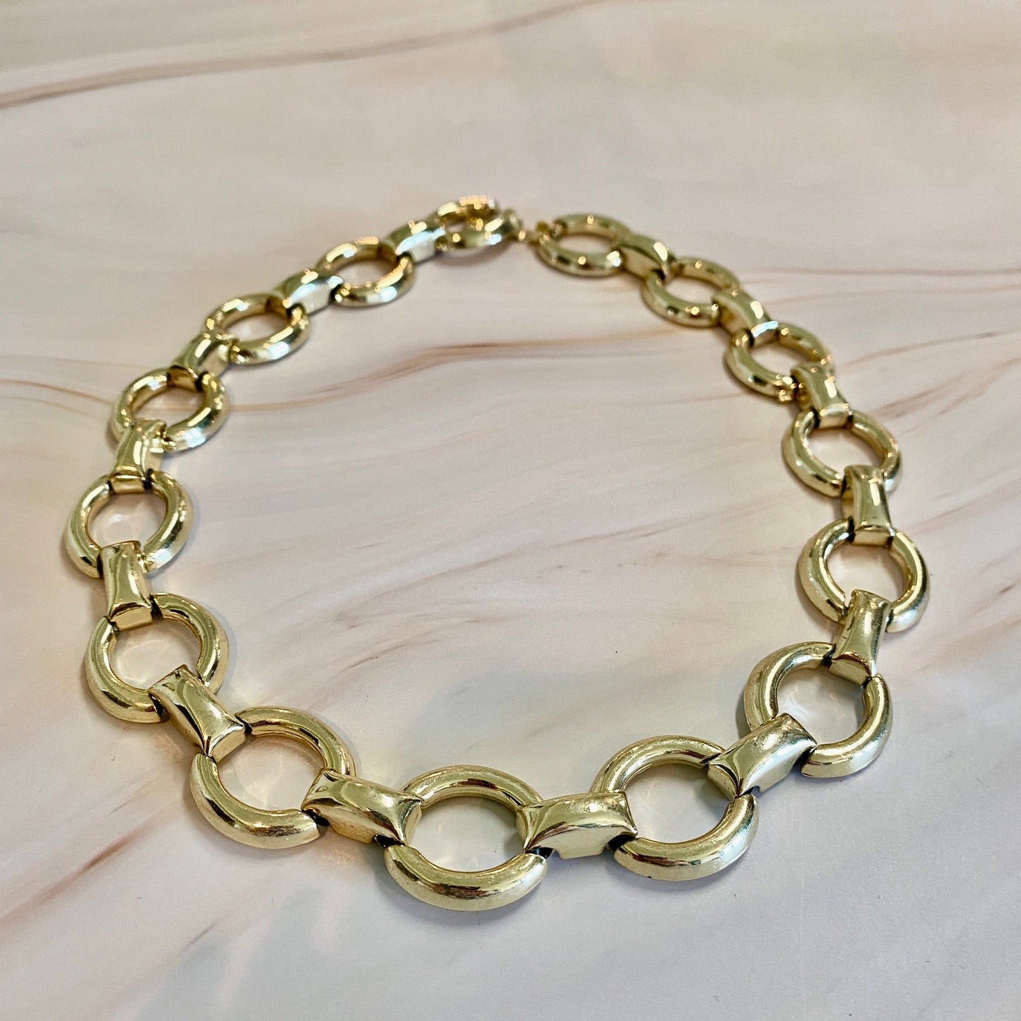 Gold Tone Loop Chain Necklace