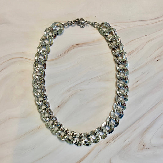 Monet Silver Double Link Curb Chain Necklace