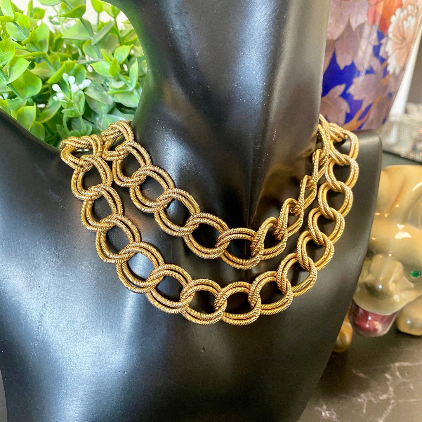 Anne Klein Double Link Textured Chain Necklace