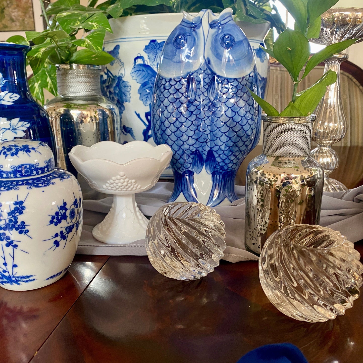Pair of Milk Glass Candlestick Holders/Candy Dishes