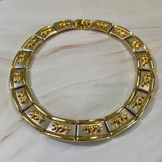 Two-Tone Jaguar Collar Necklace