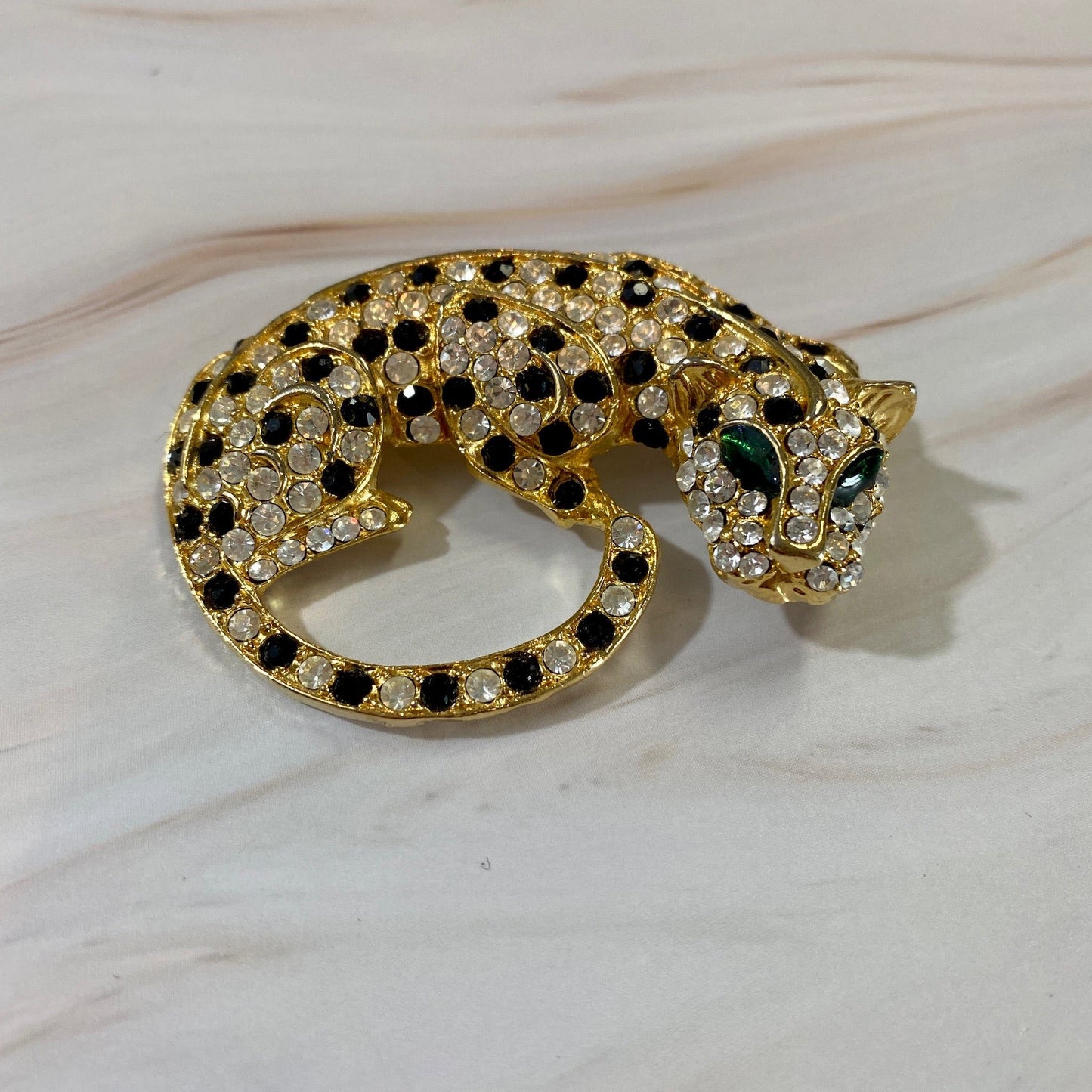 Large Leopard Rhinestone Brooch
