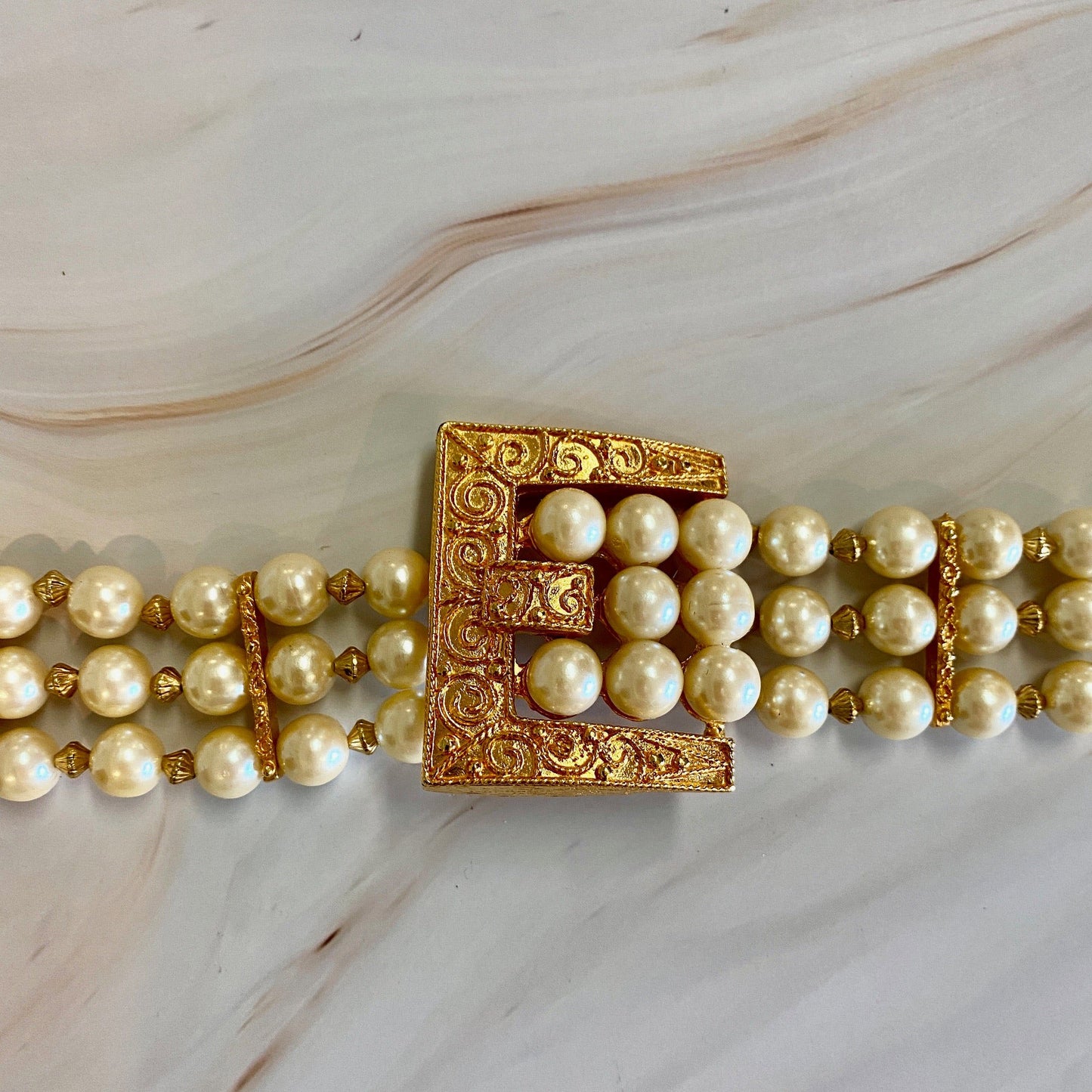 Triple Row Buckle Collar Necklace