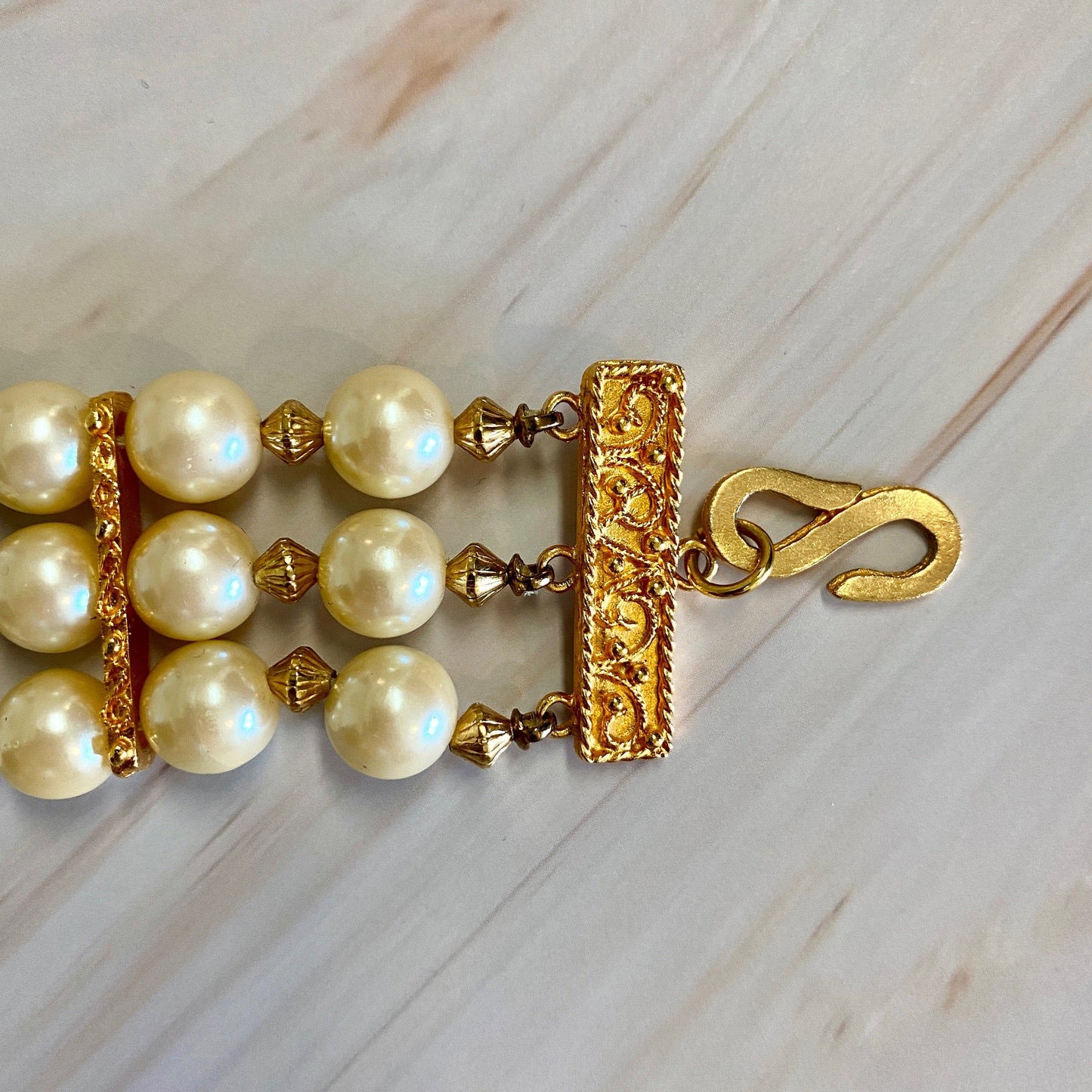 Triple Row Buckle Collar Necklace