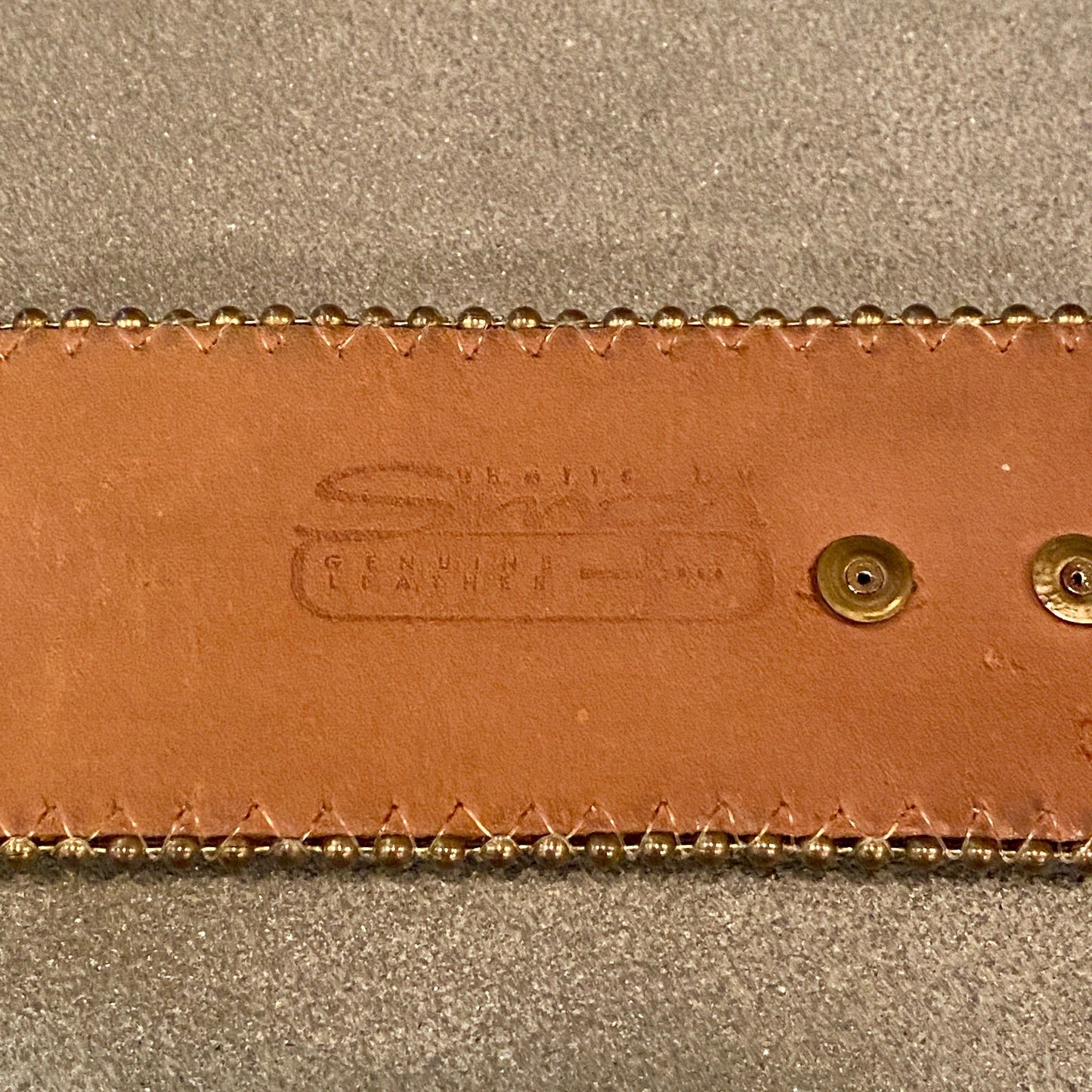 1980's Wide Suede Belt with Gold Rivets