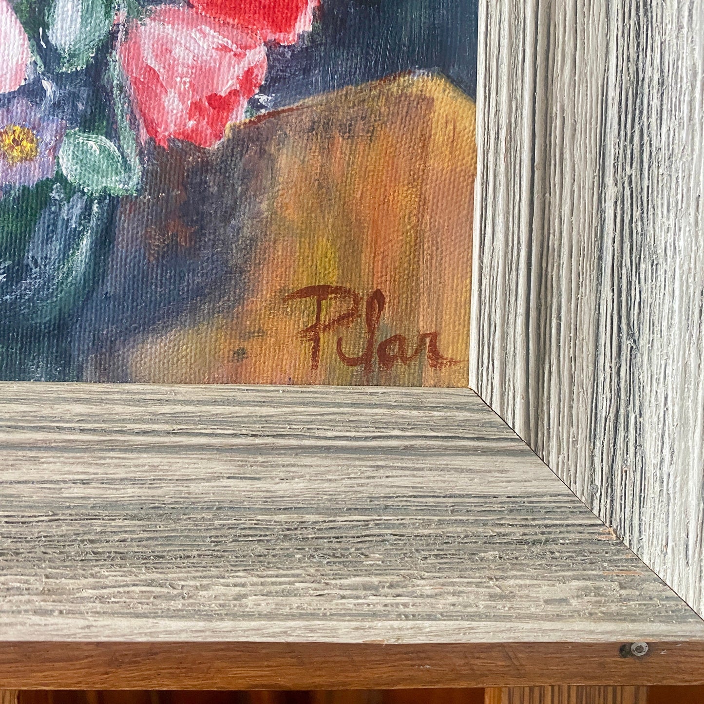 Small Floral Original Acrylic on Canvas by Pilar