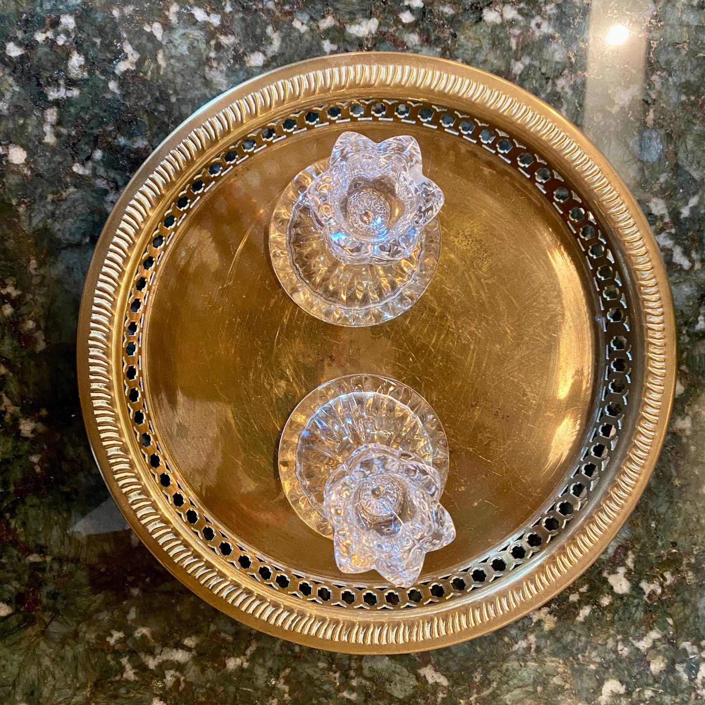 Pair of Crystal Tulip Candle Stick Holders