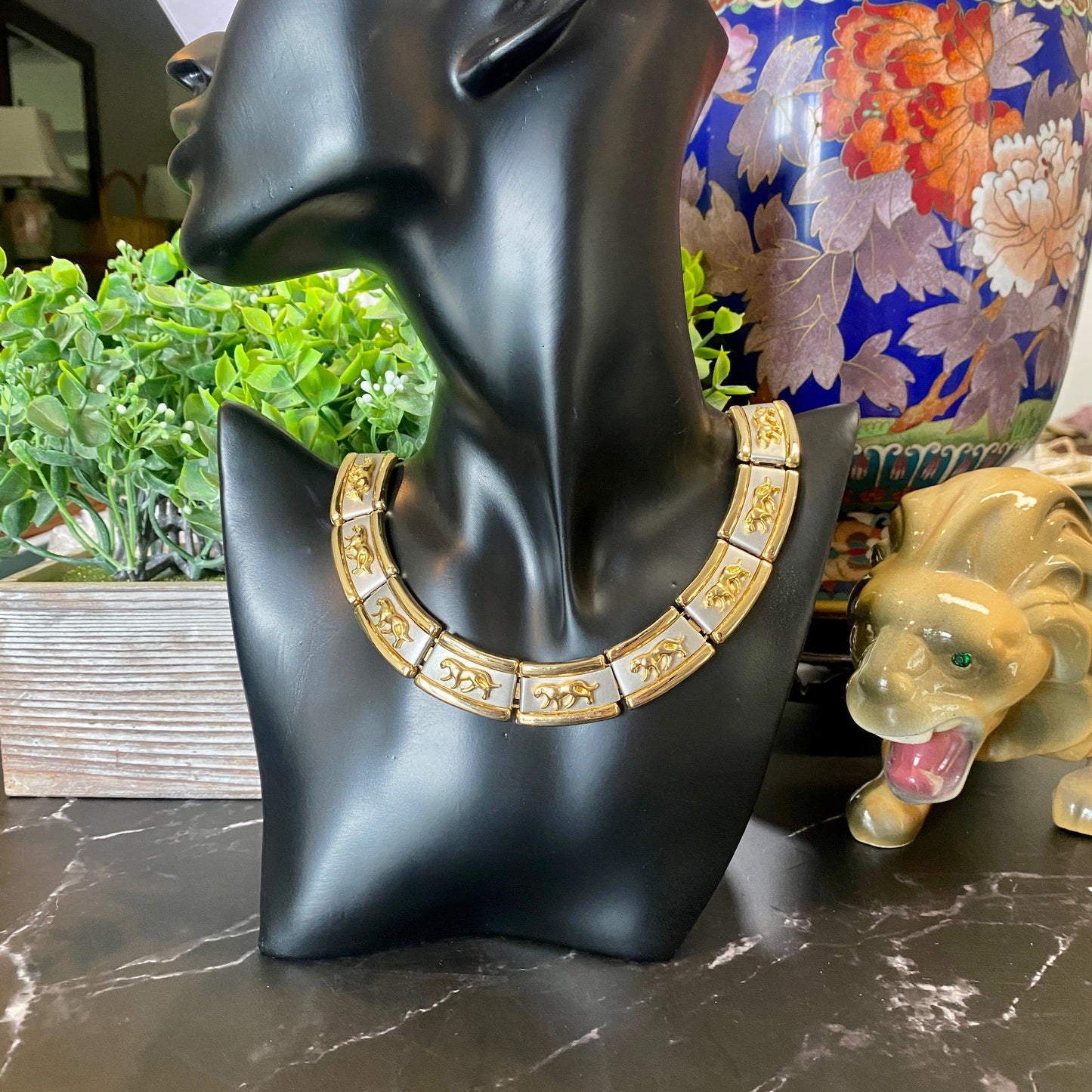 Two-Tone Jaguar Collar Necklace