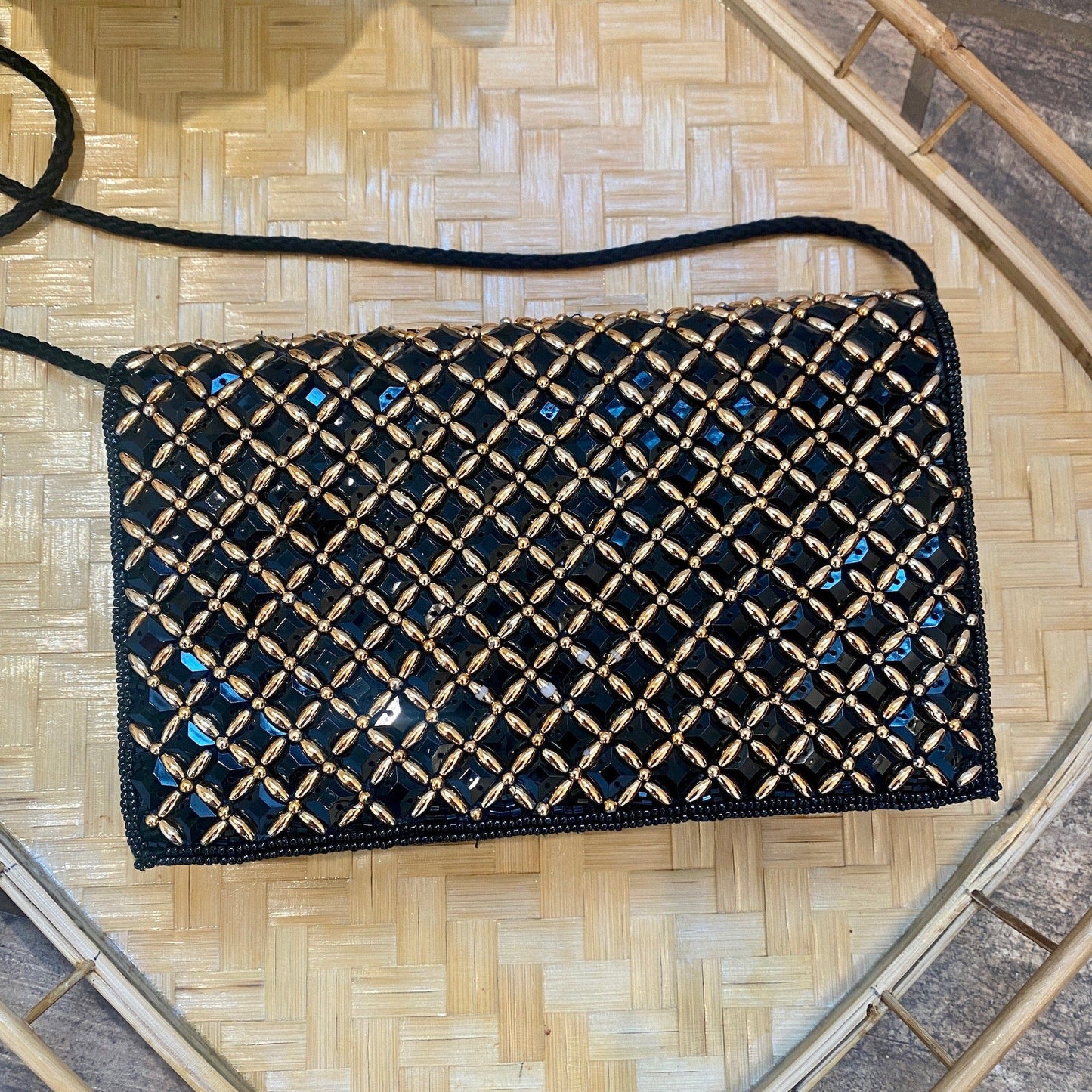 Old Hollywood Satin Beaded Bag