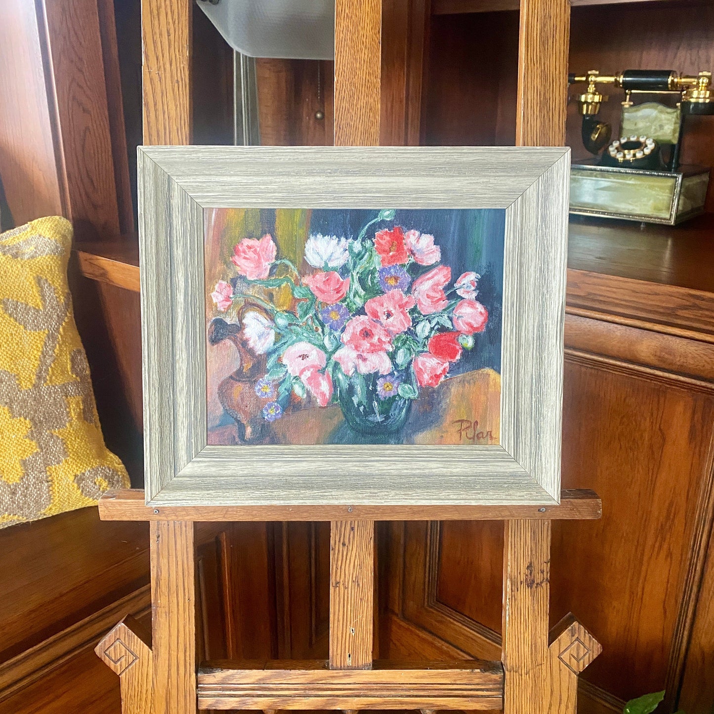 Small Floral Original Acrylic on Canvas by Pilar