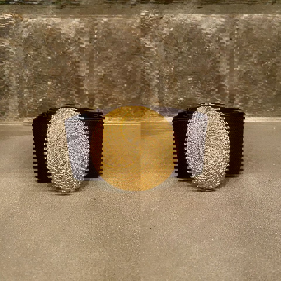 1980's Grain Leather Waist Belt with Gold Buckle