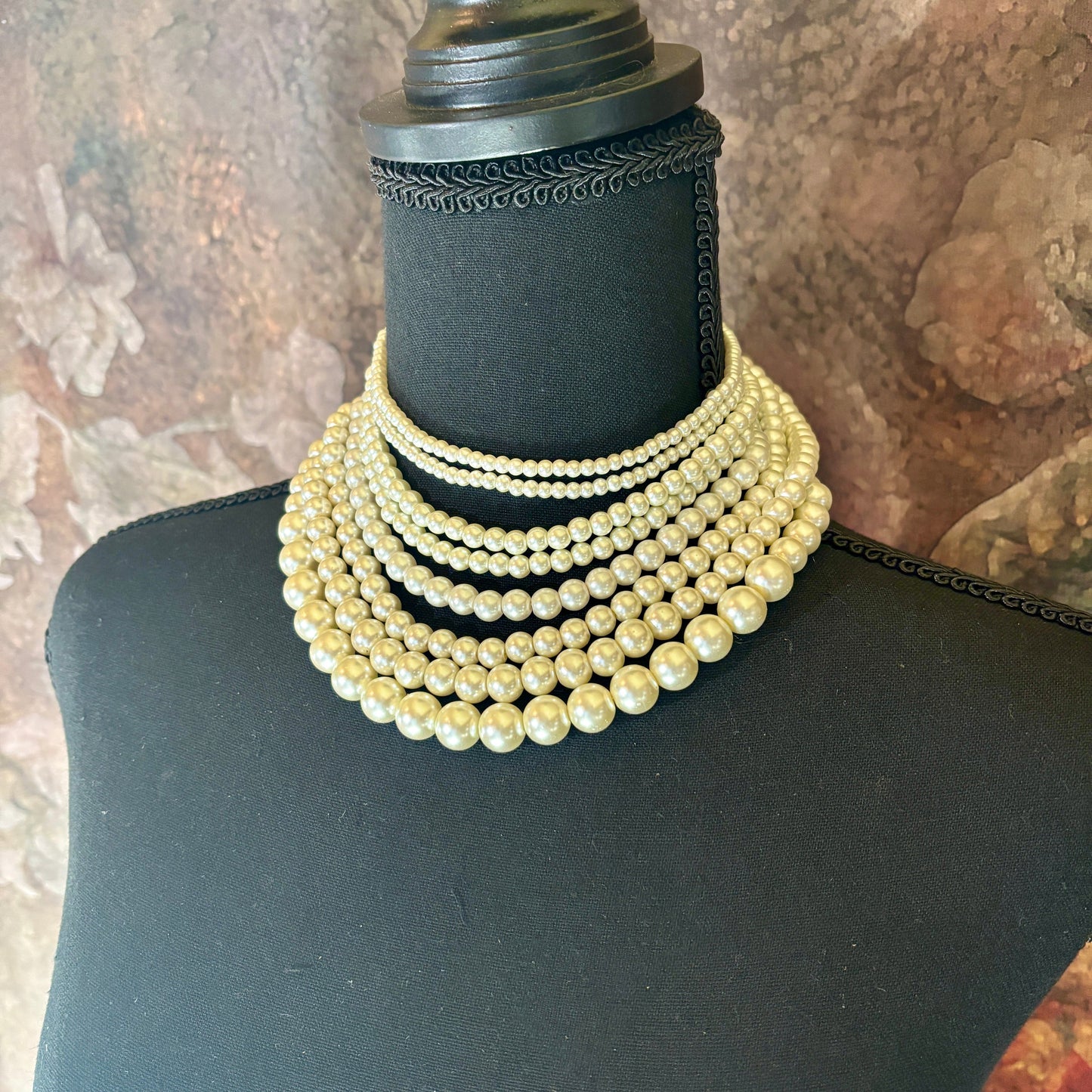Vintage 8-Strand Faux Pearl Necklace