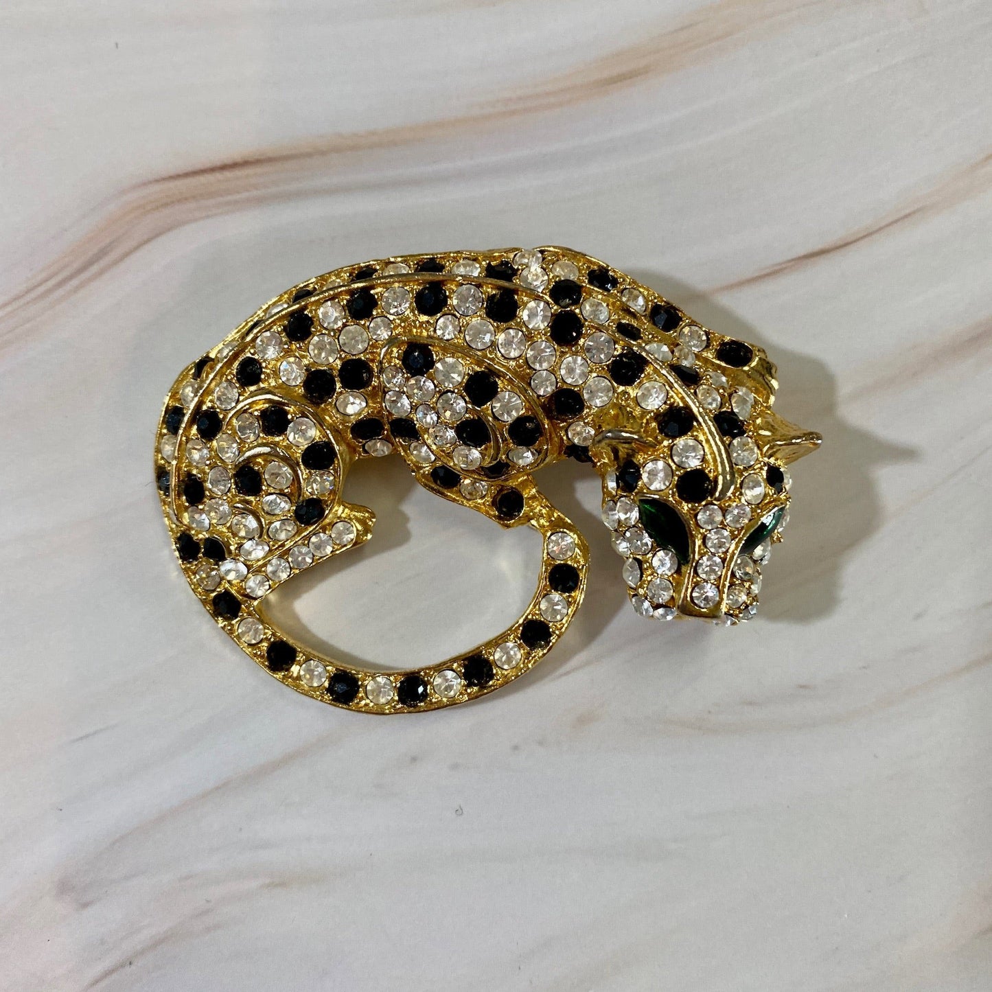 Large Leopard Rhinestone Brooch