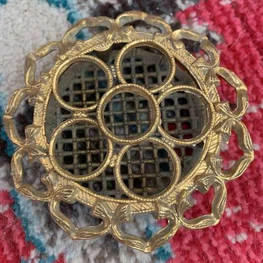 Vintage Brass Metal Lipstick Holder