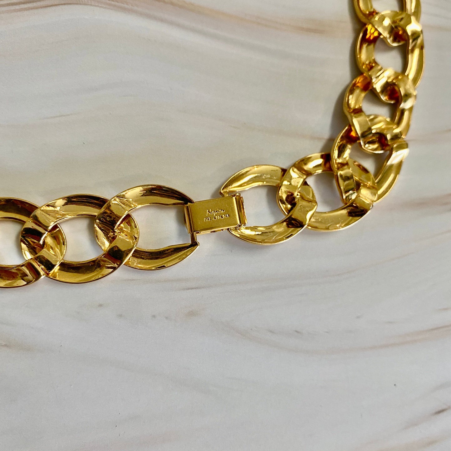 Napier Gold and Rhinestone Curb Necklace