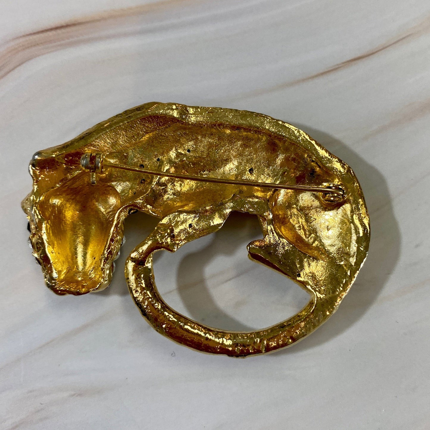 Large Leopard Rhinestone Brooch