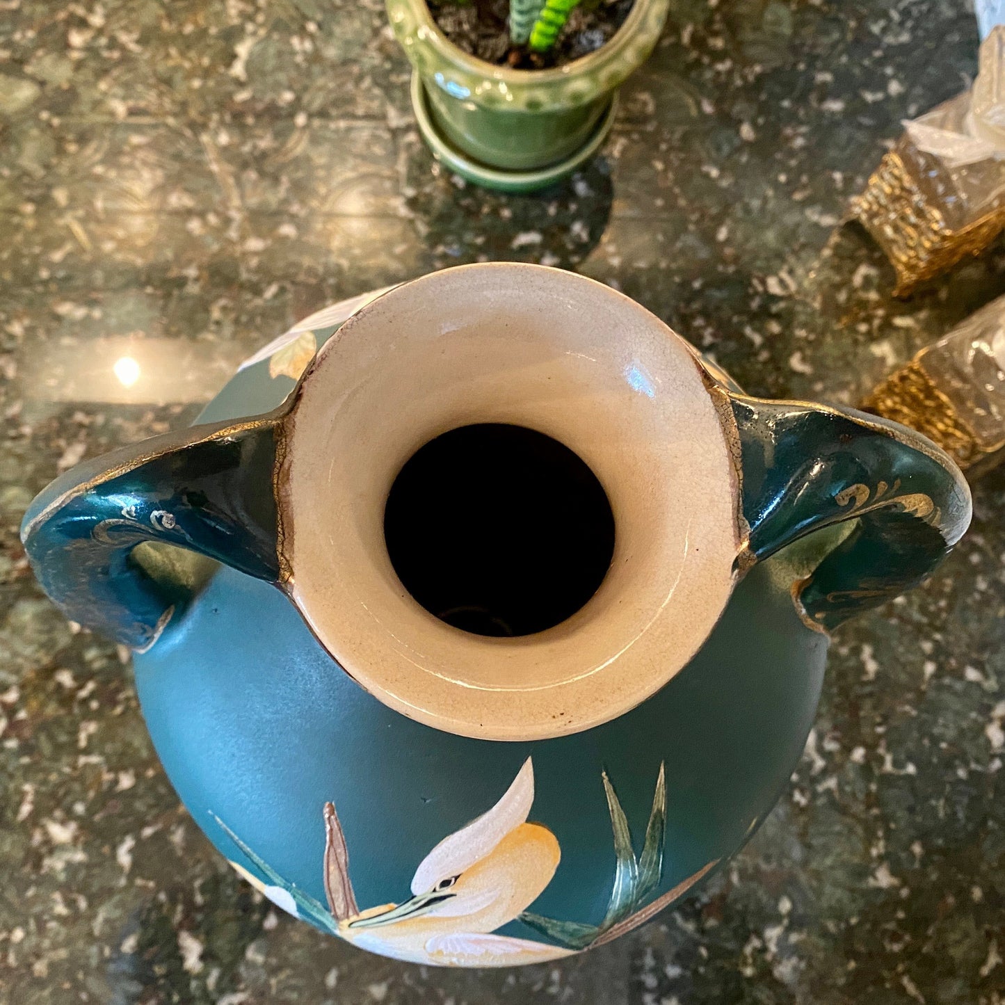 XL Hand Painted Double Handle Vase