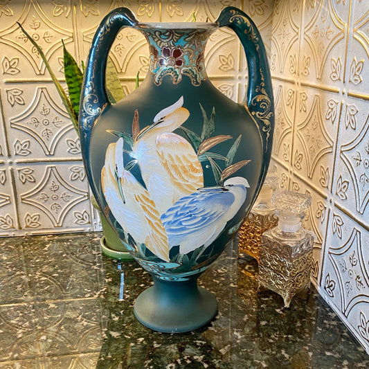 XL Hand Painted Double Handle Vase