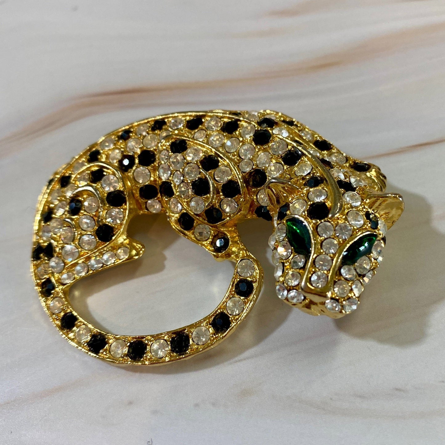 Large Leopard Rhinestone Brooch