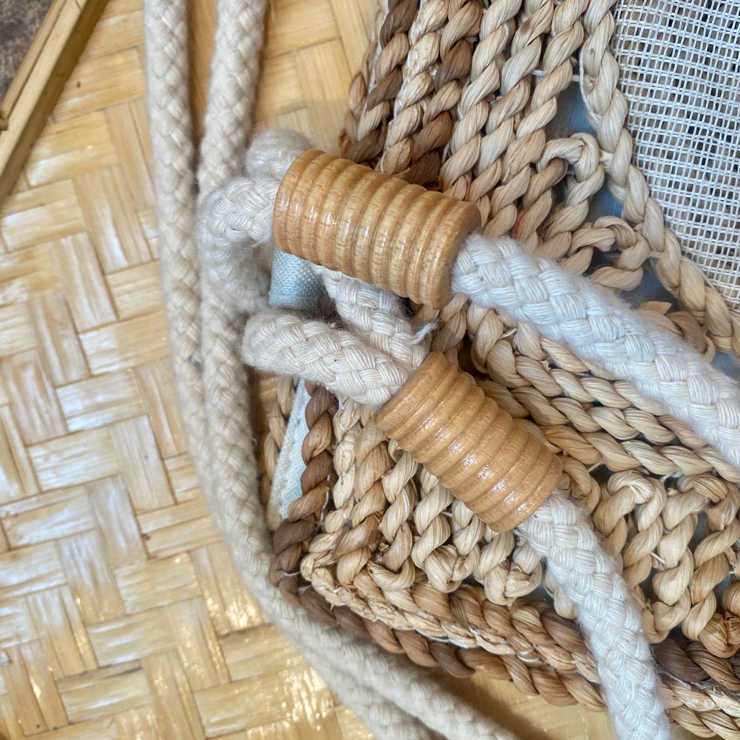 Rattan Woven Bag with Needle Point