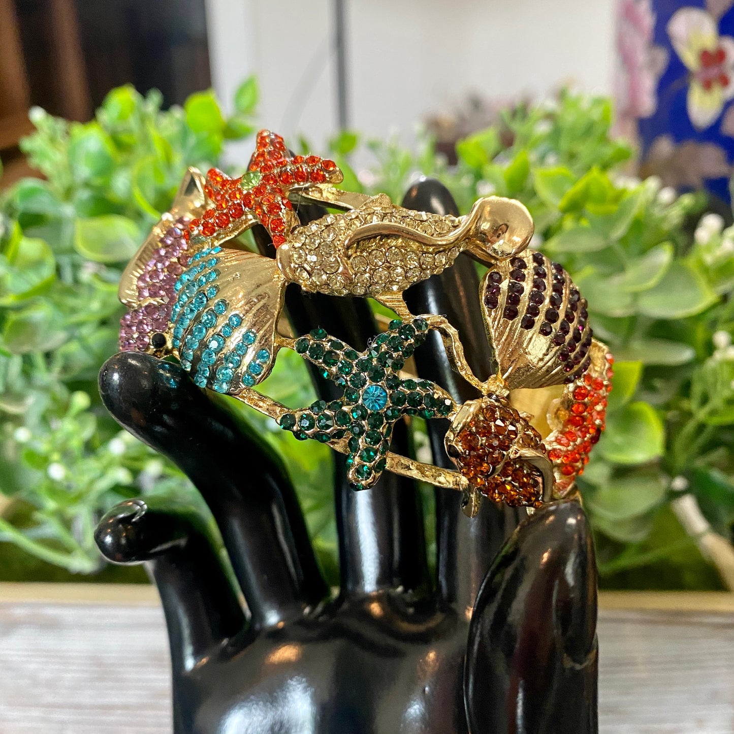 Under-The-Sea Rhinestone Cuff Bracelet