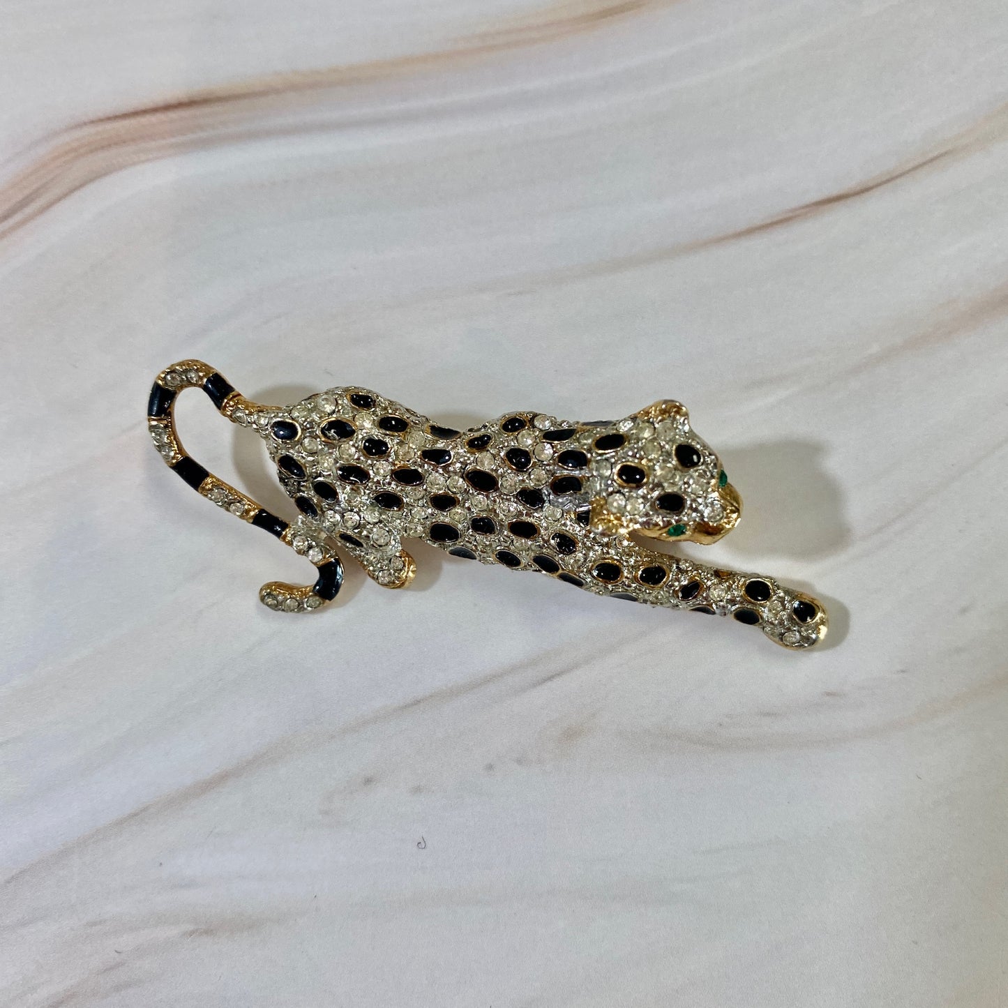 Petite Rhinestone Leopard Brooch