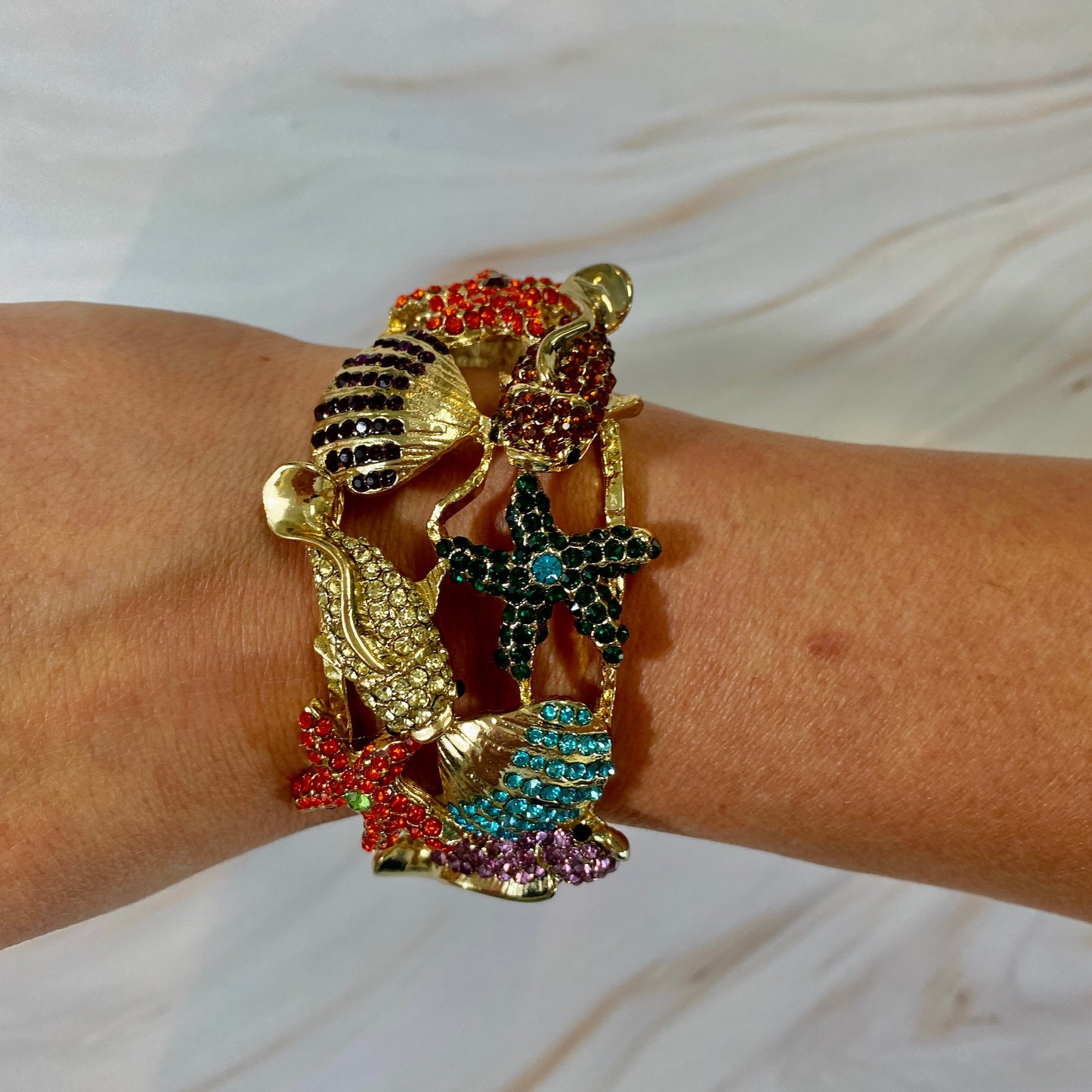 Under-The-Sea Rhinestone Cuff Bracelet