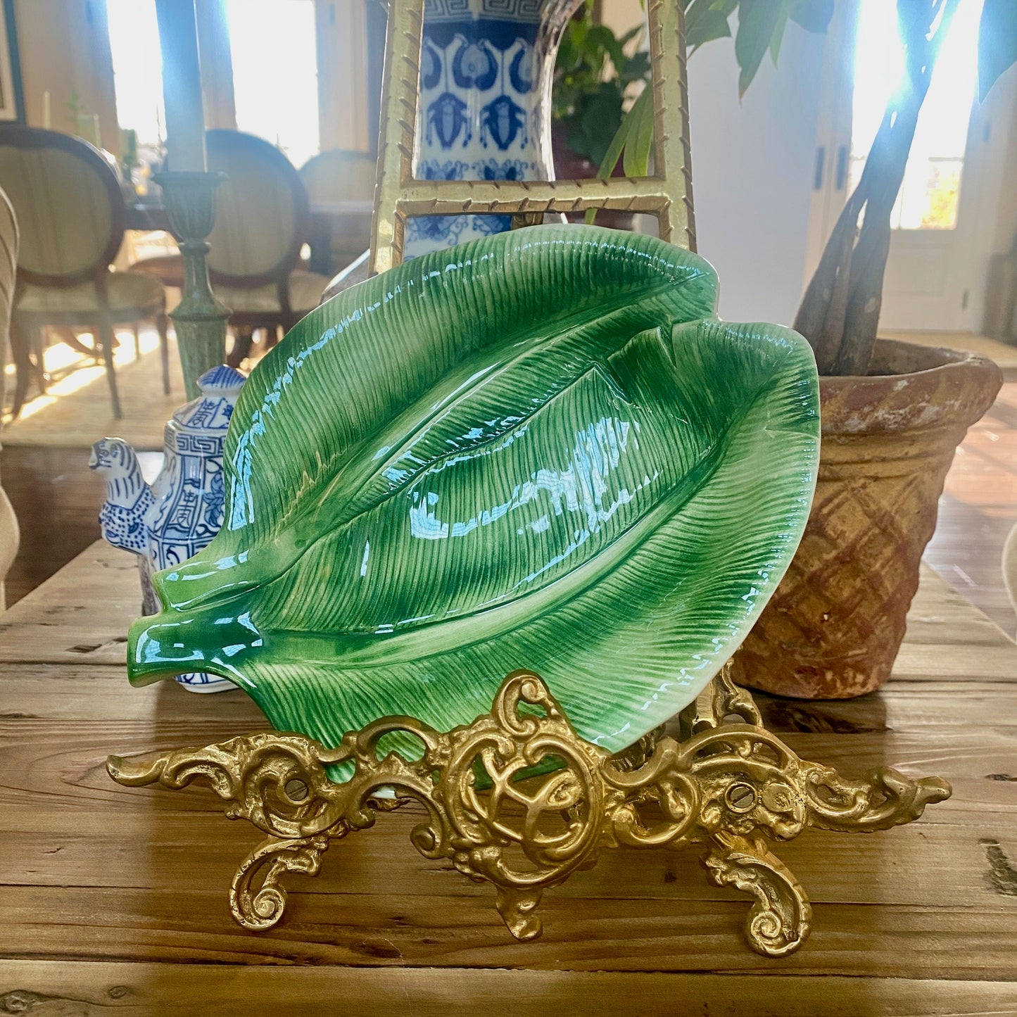 Large Bresolin Italian Banana Leaf Tray and Bowl