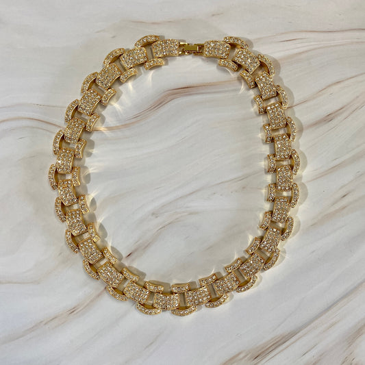 Rhinestone Curb Necklace