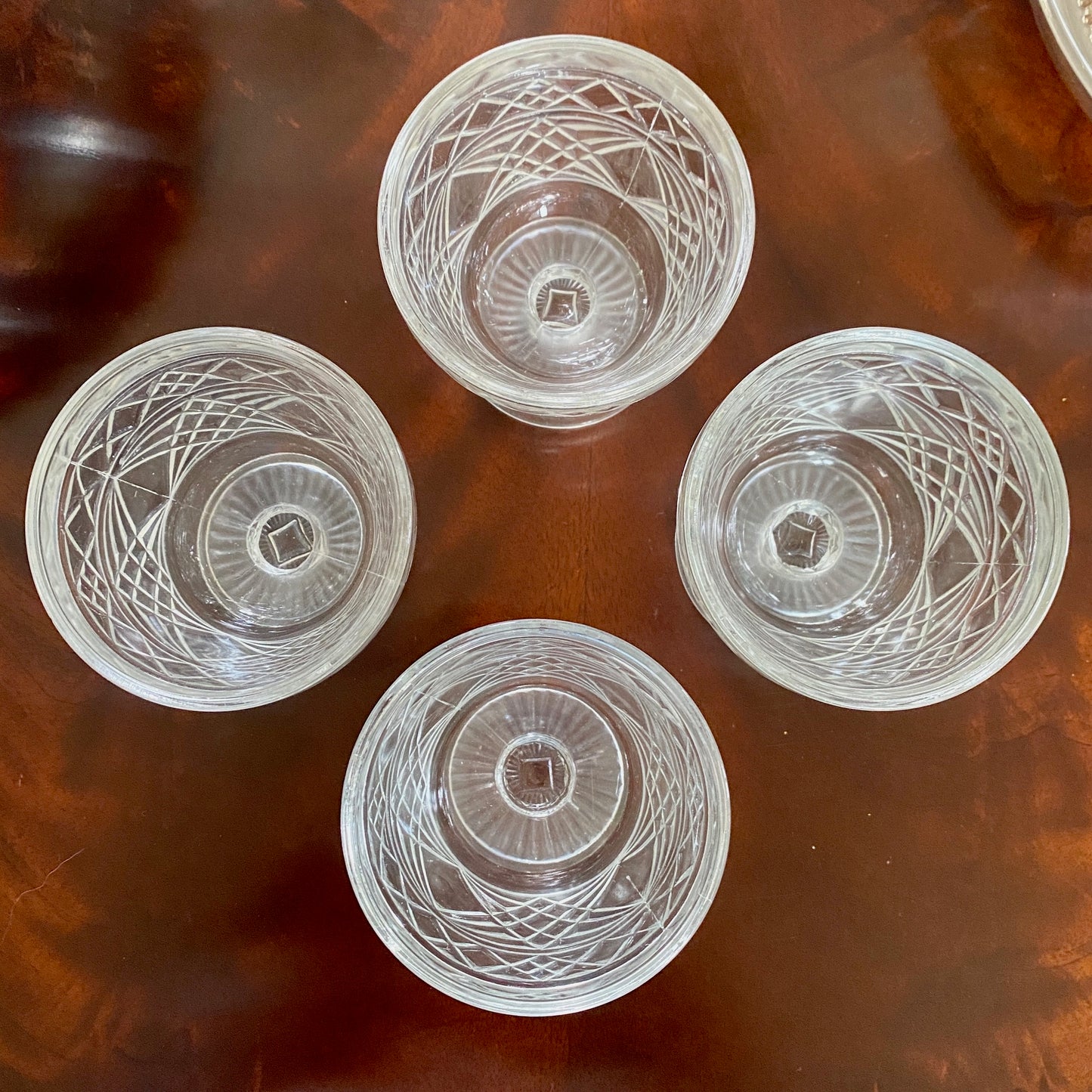 Set of Four Hazel Atlas Glass Co Wine or Sherbert Glasses