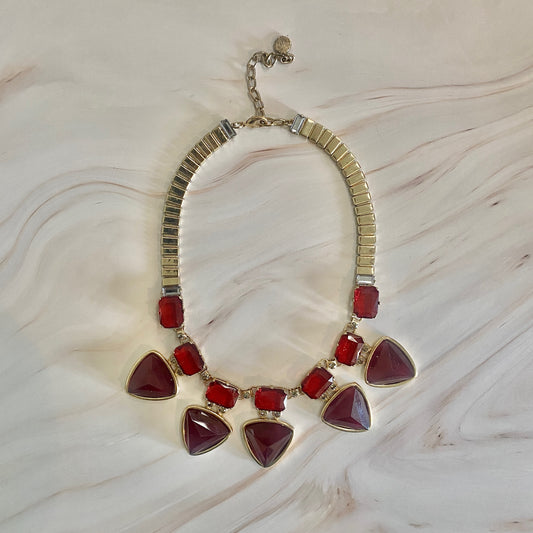 Queen of Hearts Graziano  Red Jeweled Statement Necklace