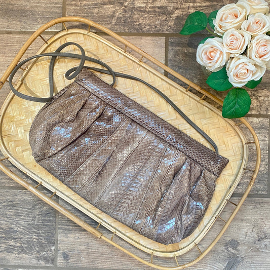 Oversized Snake Skin Clutch with Strap